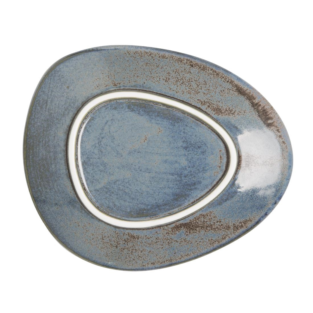 Olympia Ember Blue Triangle Plates 308mm (4 Pack) - FU176