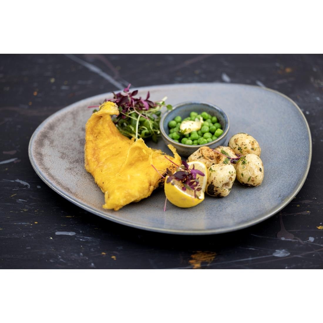 Olympia Ember Blue Triangle Plates 250mm (6 Pack) - FU179