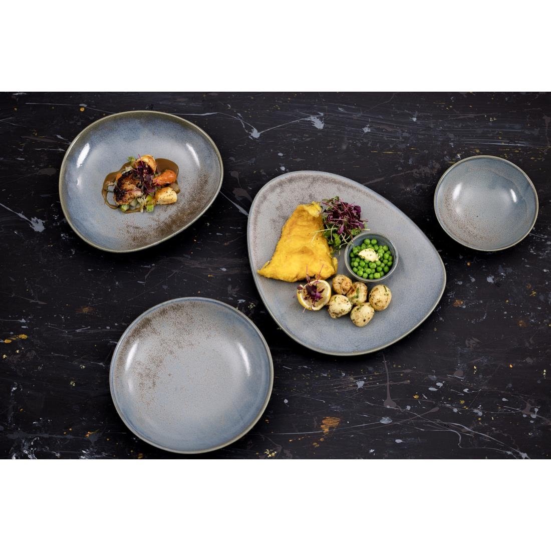 Olympia Ember Blue Triangle Bowls 245mm (4 Pack) - FU181