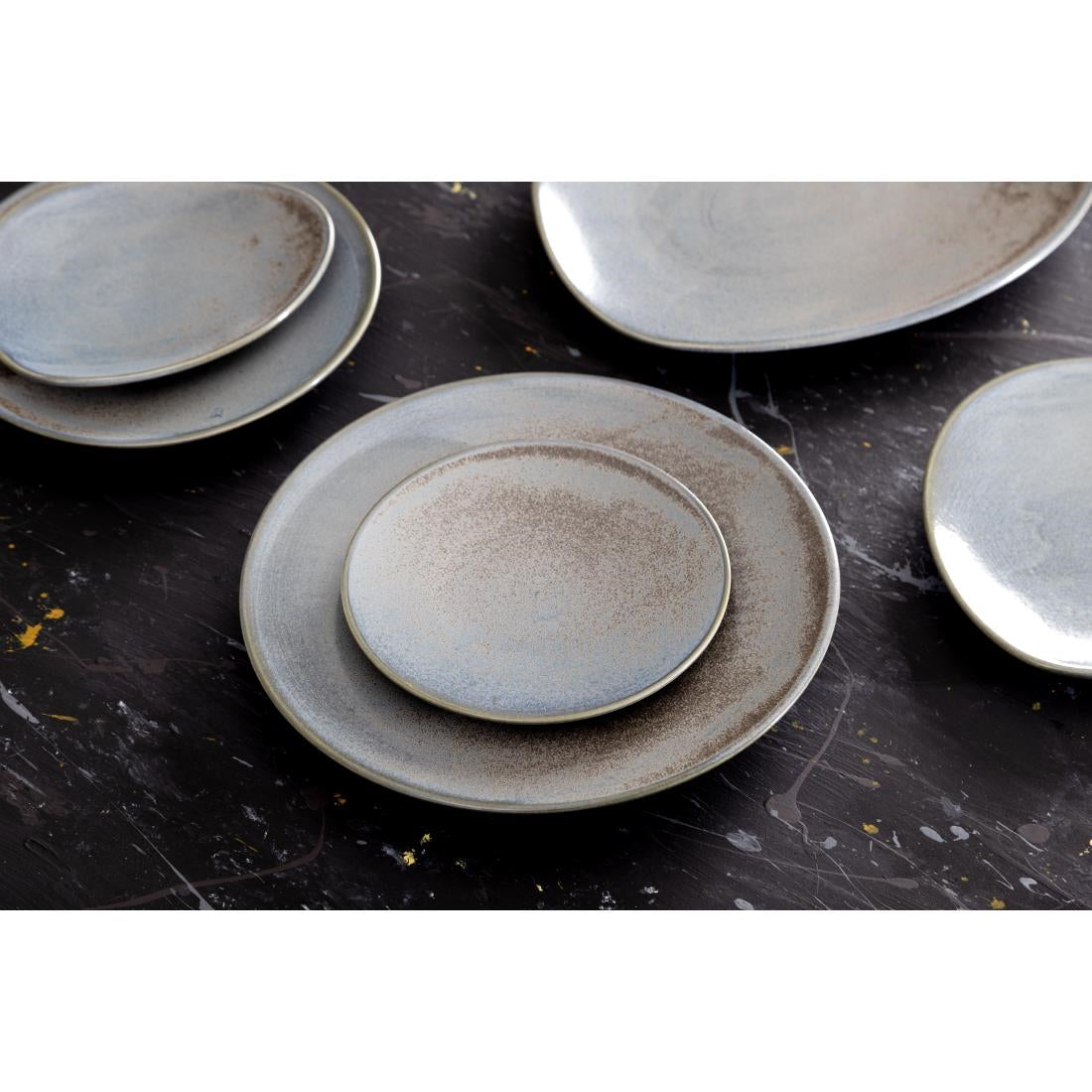 Olympia Ember Blue Triangle Plates 308mm (4 Pack) - FU176