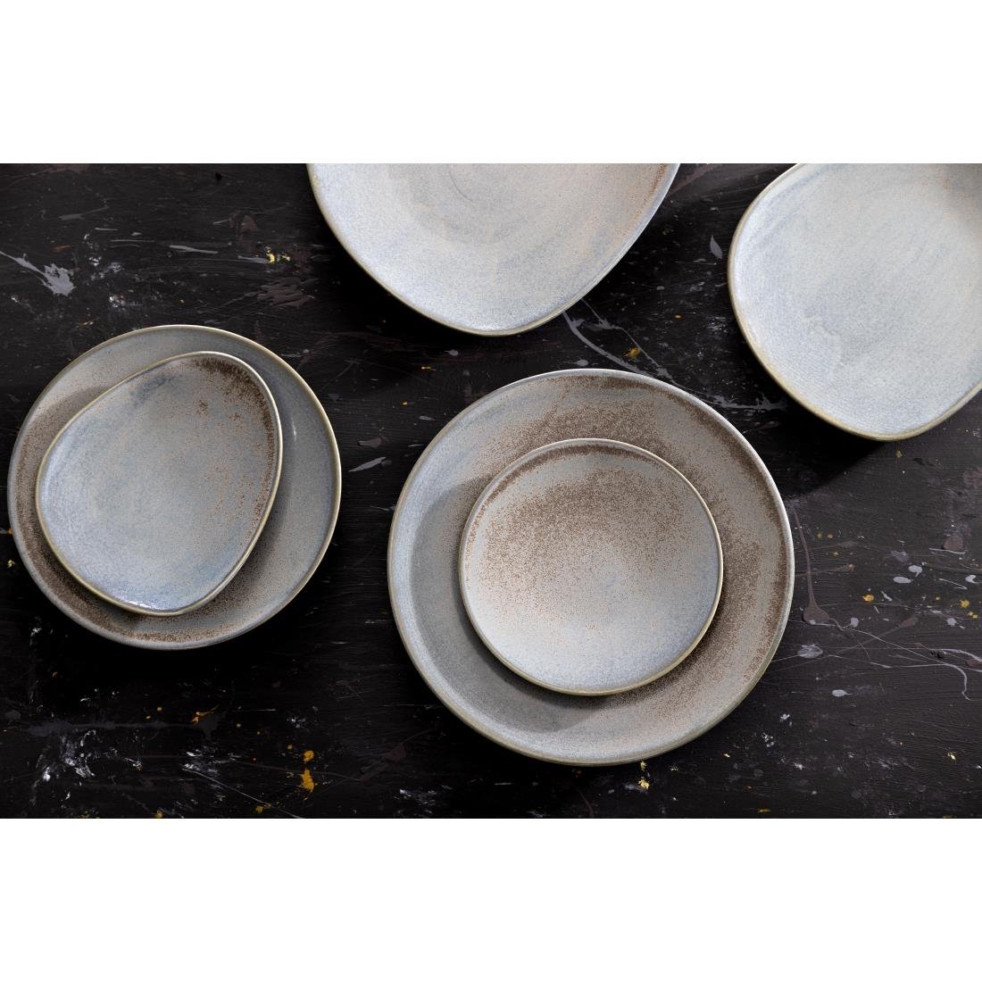 Olympia Ember Blue Triangle Plates 308mm (4 Pack) - FU176