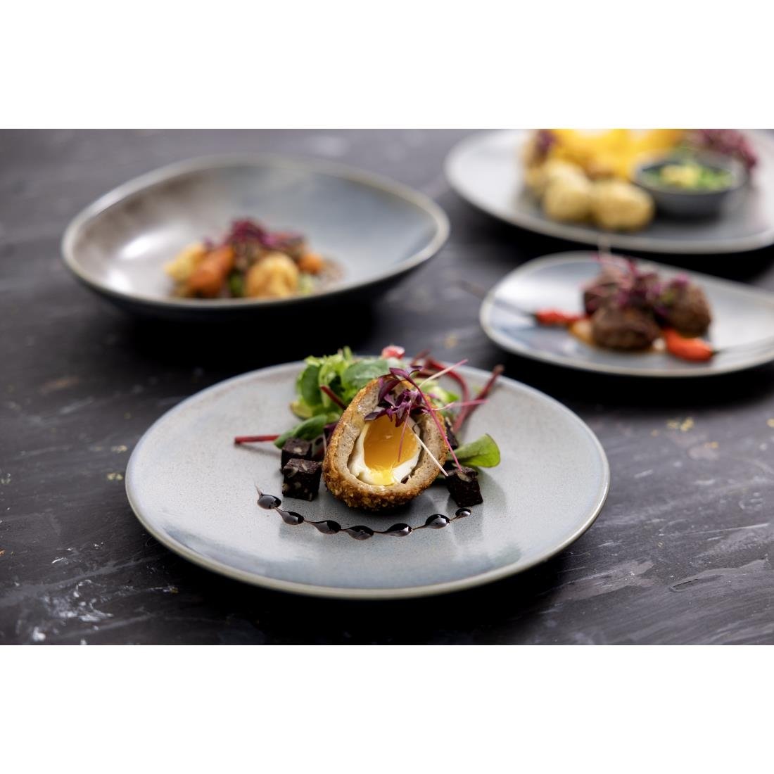 Olympia Ember Blue Triangle Bowls 245mm (4 Pack) - FU181