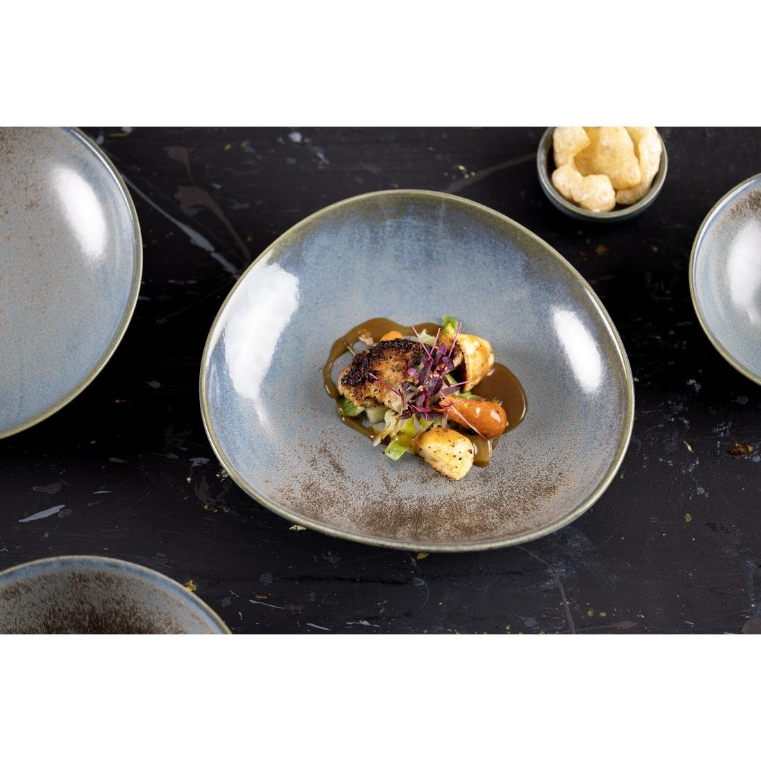 Olympia Ember Blue Triangle Bowls 245mm (4 Pack) - FU181