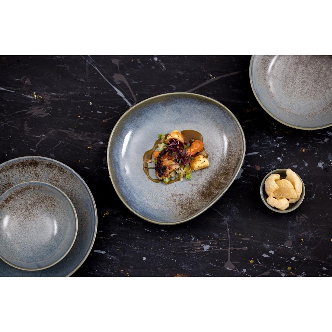 Olympia Ember Blue Triangle Bowls 245mm (4 Pack) - FU181