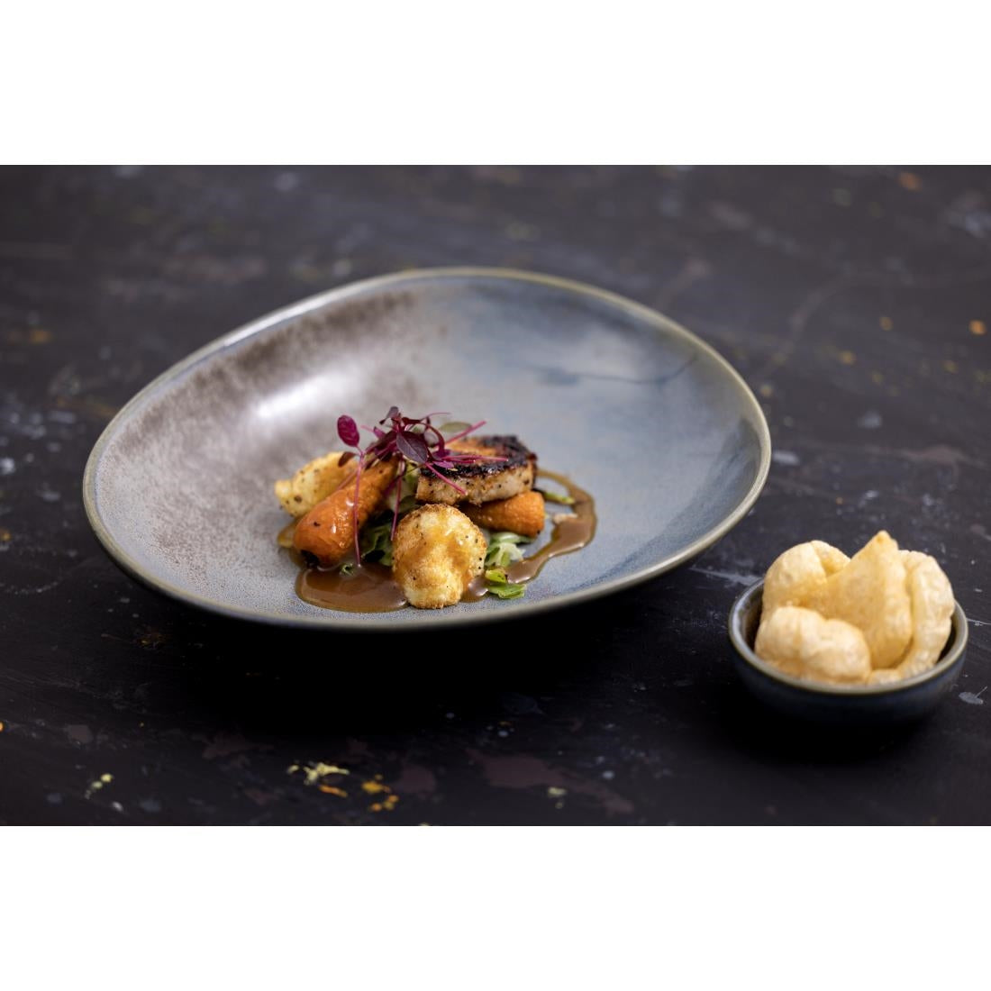 Olympia Ember Blue Triangle Bowls 245mm (4 Pack) - FU181