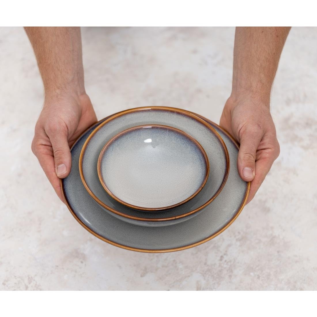 Olympia Drift Grey Plain Coupe Bowls 205mm (4 Pack) - FU191