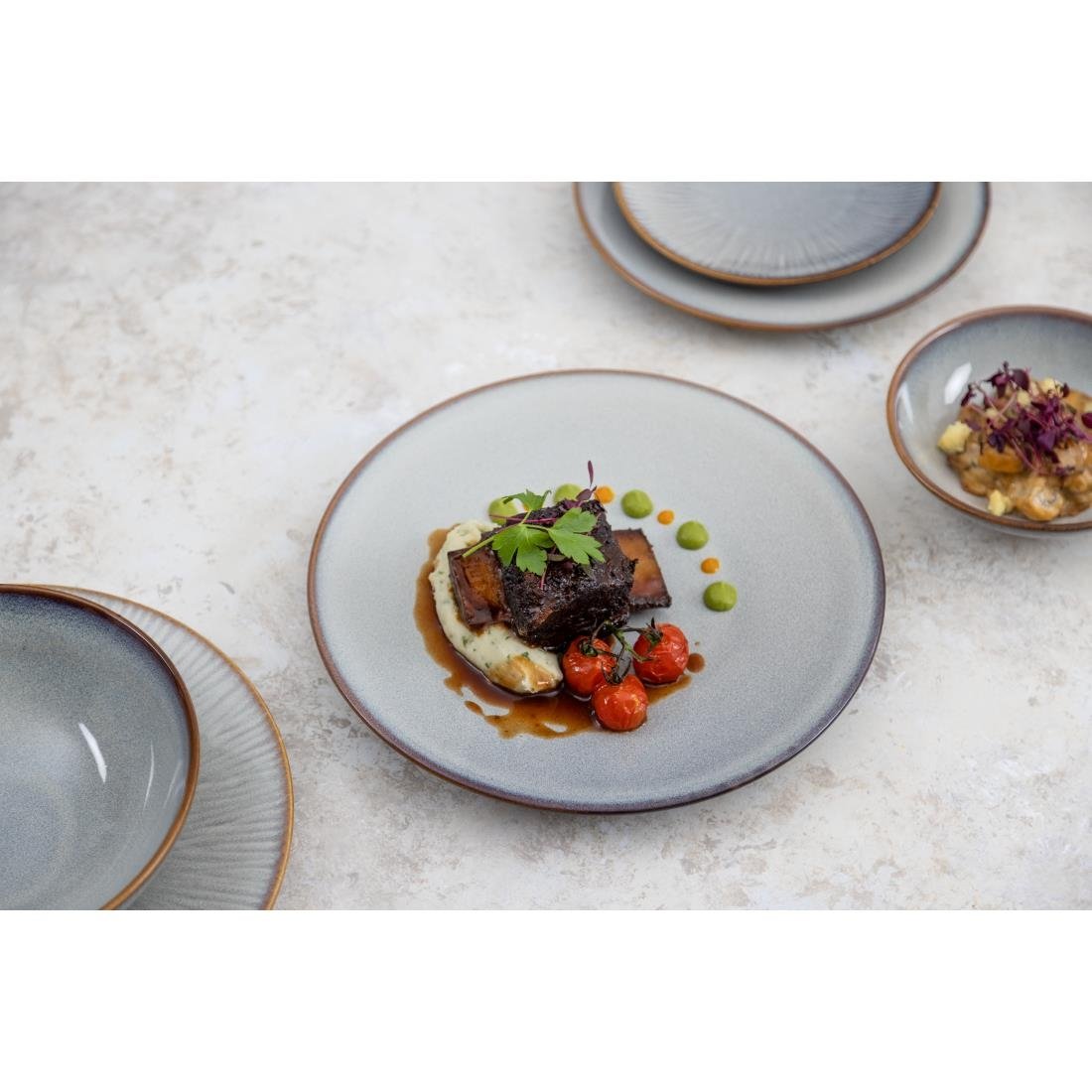 Olympia Drift Grey Embossed Coupe Plates 220mm (6 Pack) - FU195