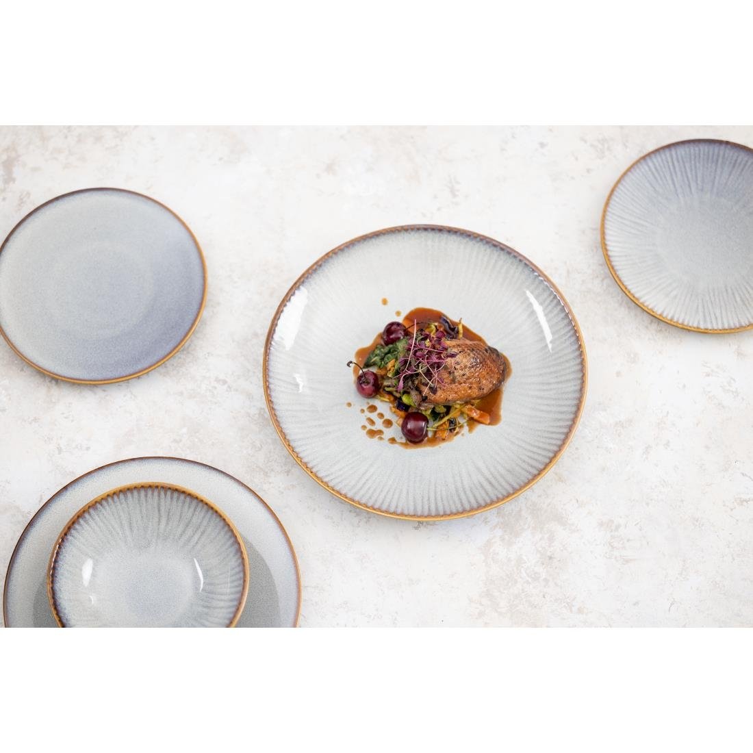 Olympia Drift Grey Embossed Coupe Plates 180mm (6 Pack) - FU196