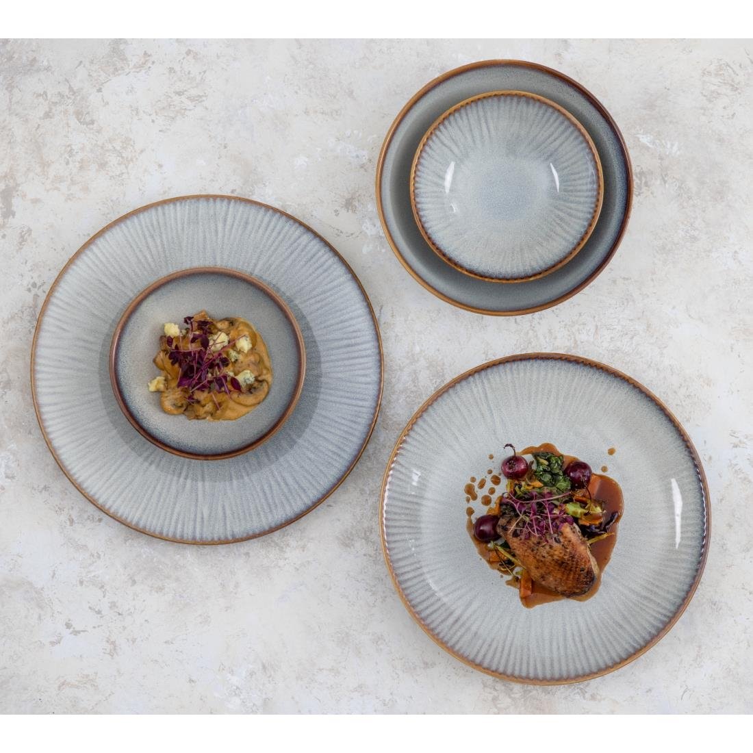 Olympia Drift Grey Embossed Coupe Bowls 205mm (4 Pack) - FU198