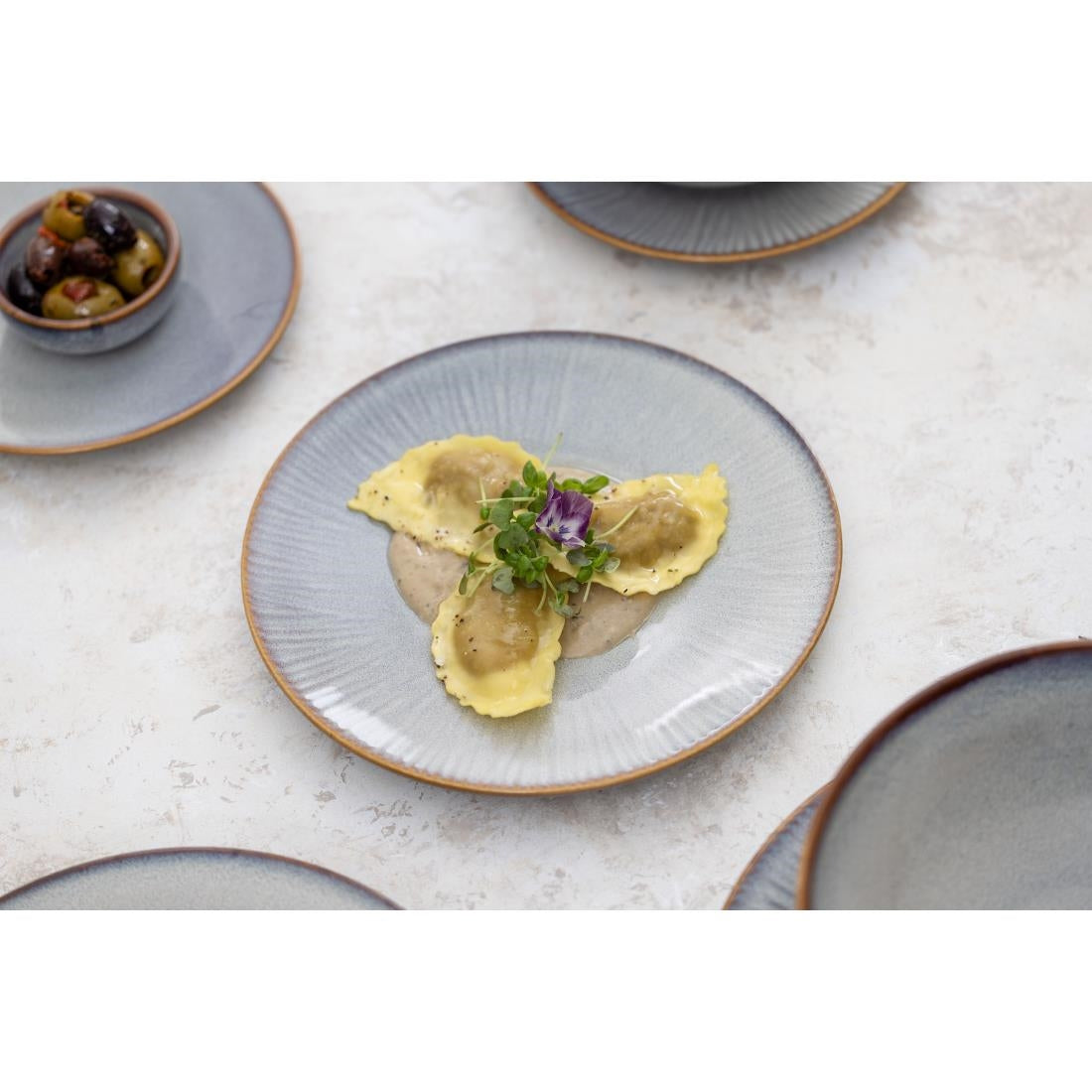 Olympia Drift Grey Embossed Coupe Plates 220mm (6 Pack) - FU195