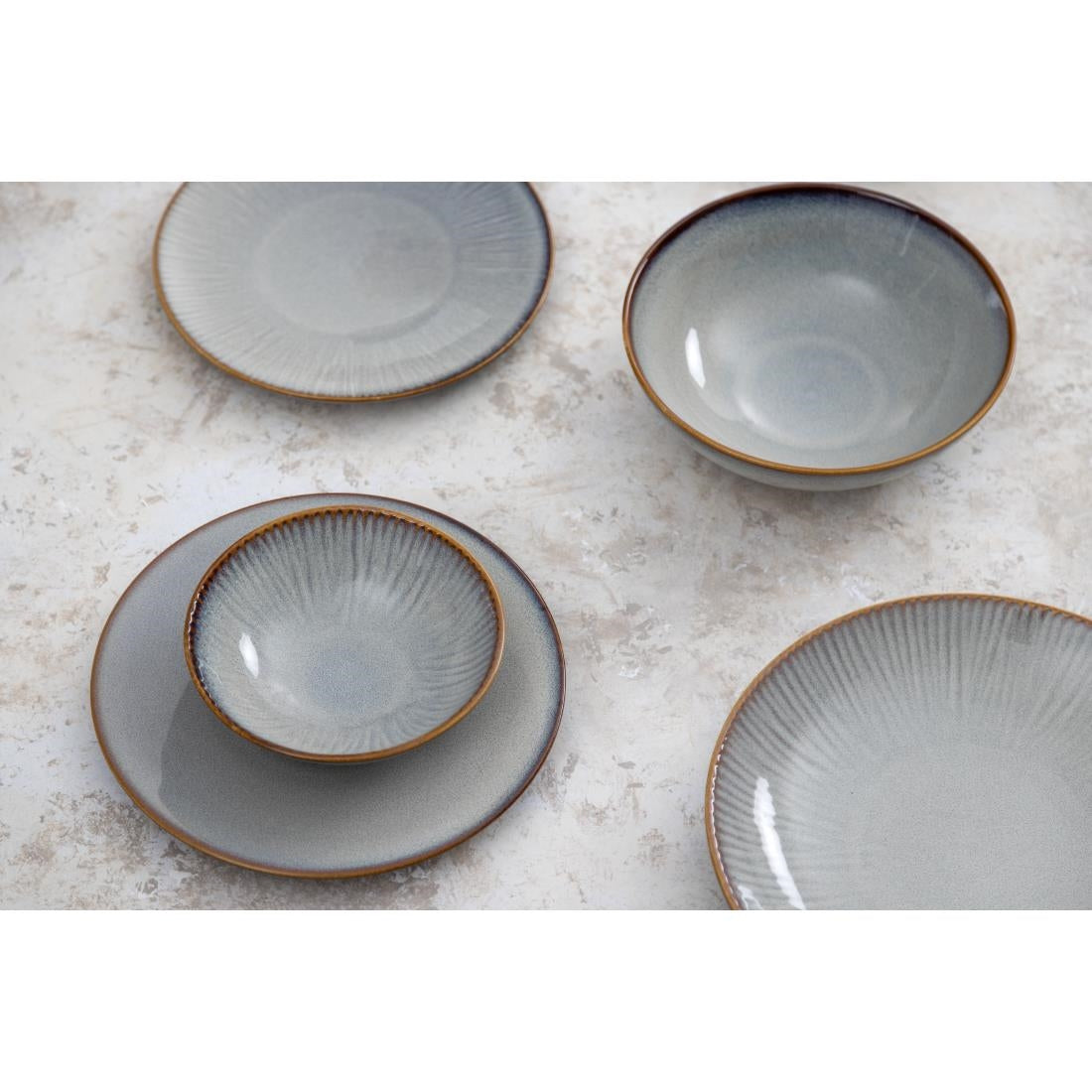 Olympia Drift Grey Embossed Coupe Bowls 155mm (6 Pack) - FU199