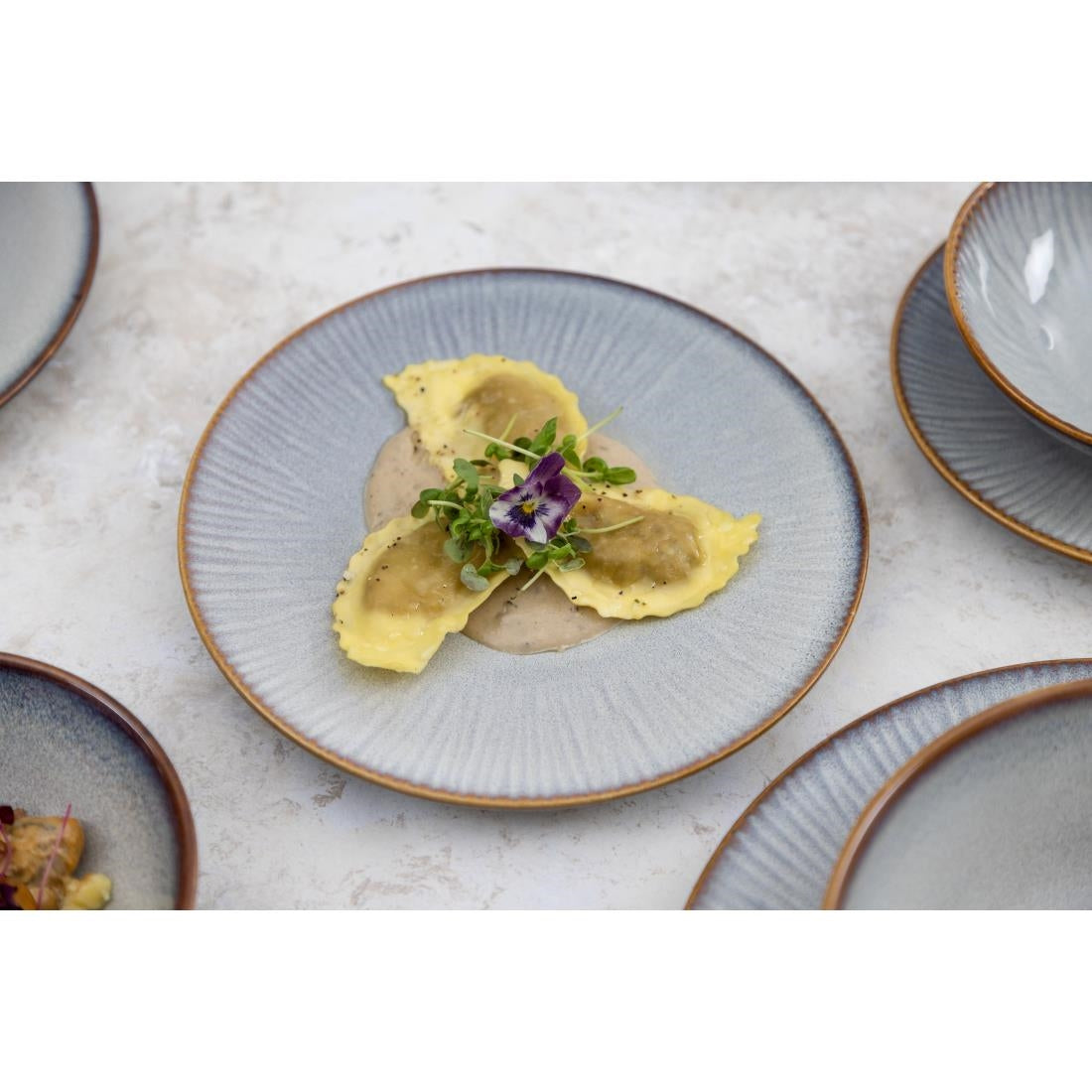 Olympia Drift Grey Embossed Coupe Plates 220mm (6 Pack) - FU195