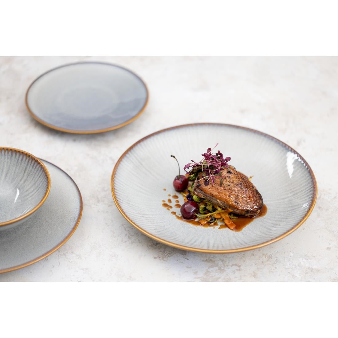 Olympia Drift Grey Embossed Coupe Bowls 155mm (6 Pack) - FU199