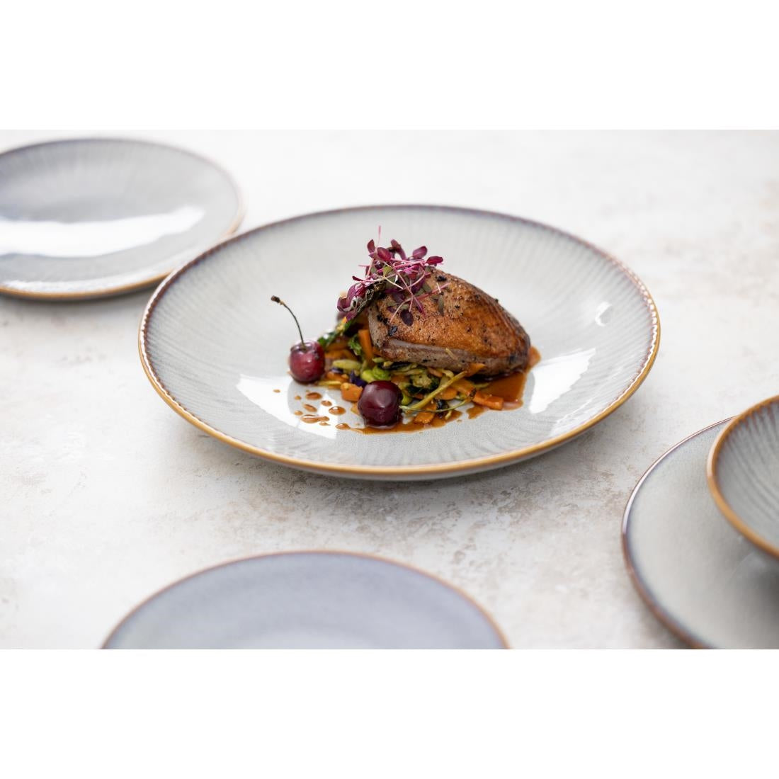 Olympia Drift Grey Embossed Coupe Bowls 155mm (6 Pack) - FU199