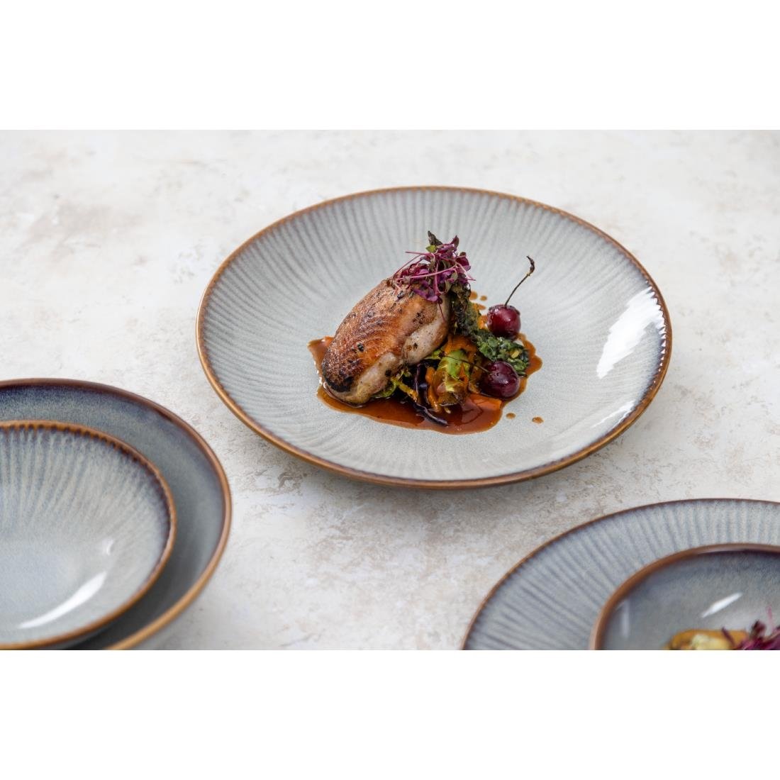 Olympia Drift Grey Embossed Coupe Bowls 205mm (4 Pack) - FU198