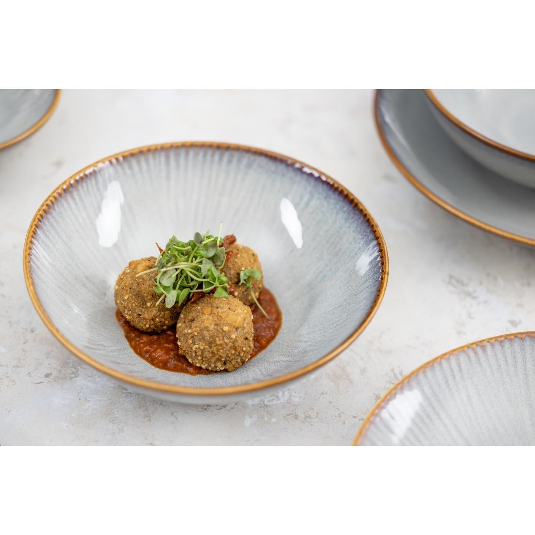 Olympia Drift Grey Embossed Coupe Bowls 205mm (4 Pack) - FU198