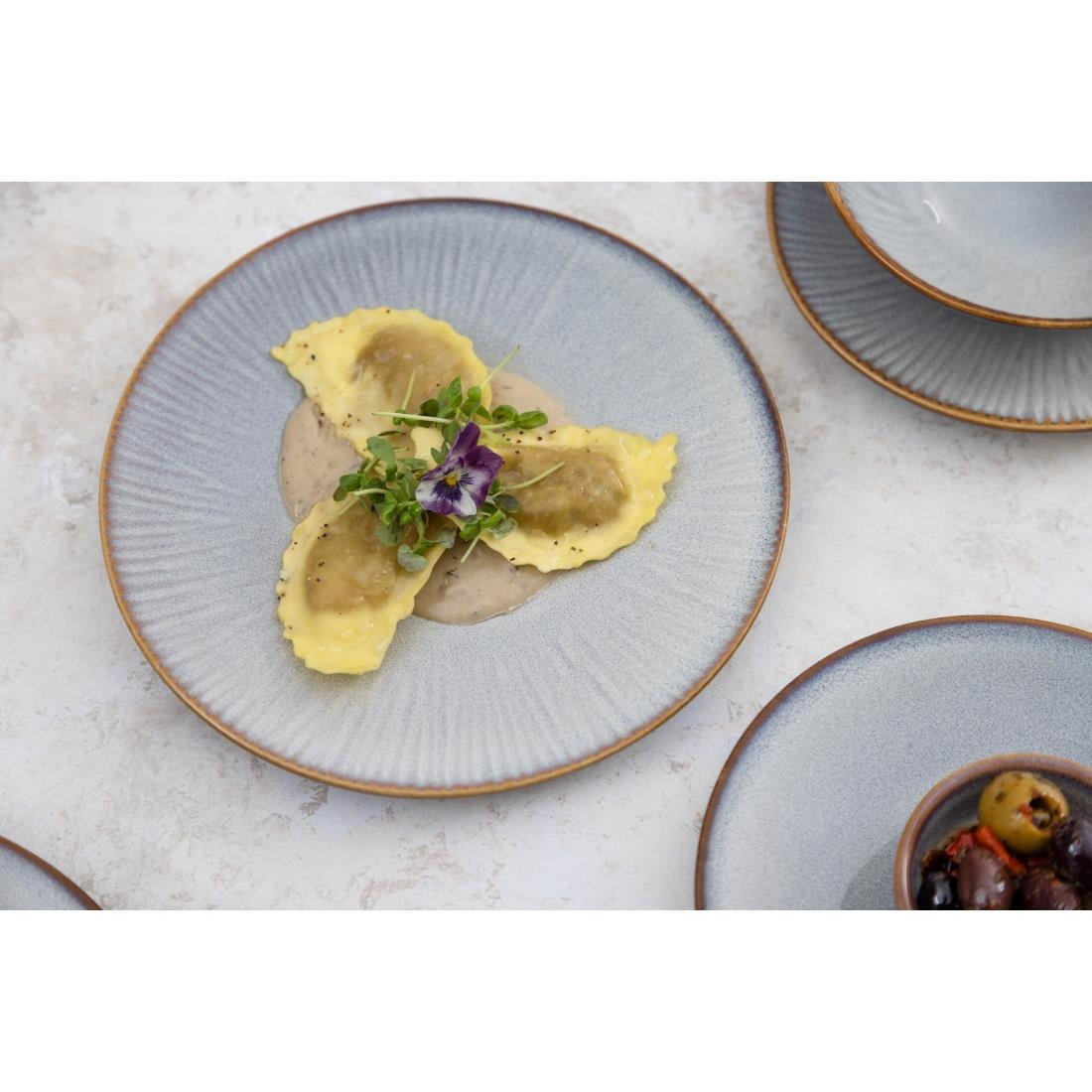 Olympia Drift Grey Embossed Coupe Bowls 155mm (6 Pack) - FU199