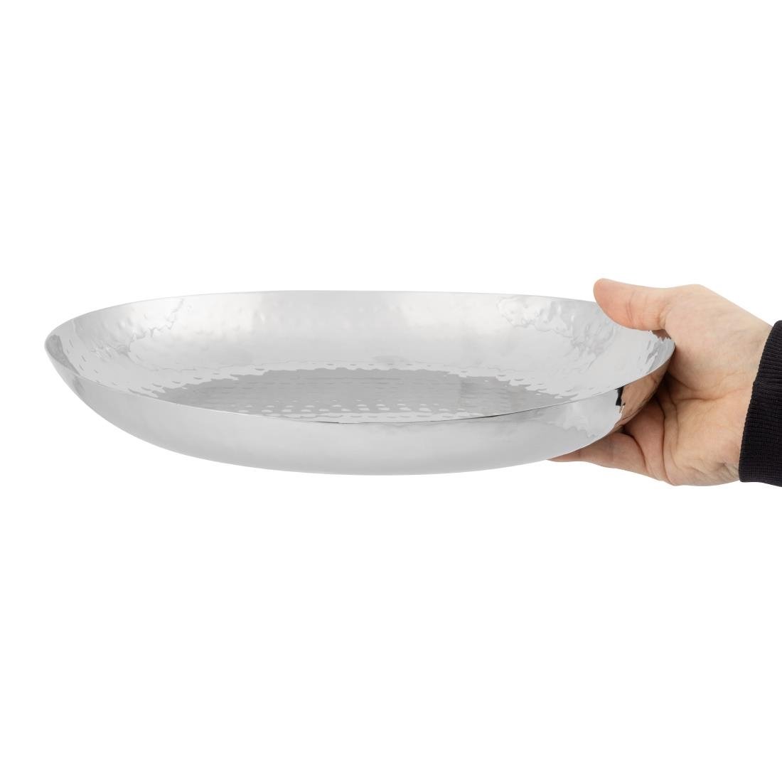 Olympia Hammered Stainless Steel Oval Dish 280x230mm - FU283