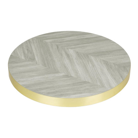 Bolero Pre-Drilled Round Table Top Chevron Design 600mm - FU511