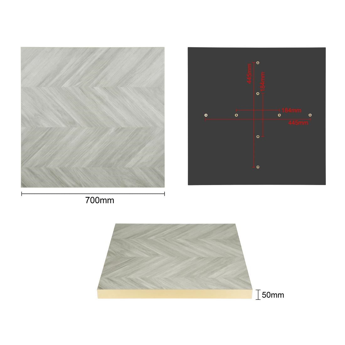 Bolero Pre-Drilled Table Top Chevron Design 700mm - FU512