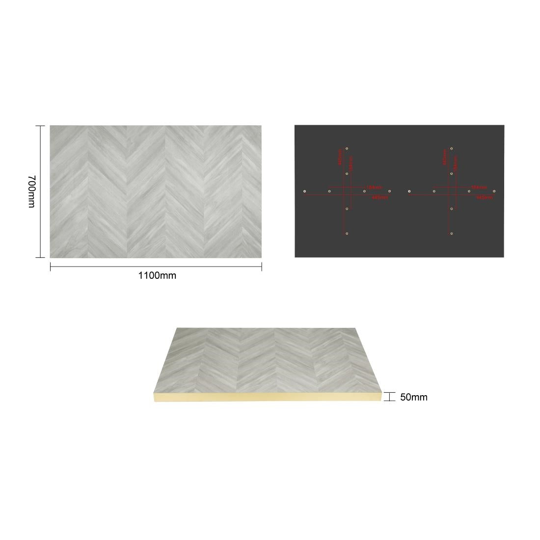 Bolero Rectangular Table Top Chevron Design 1100mm x 700mm - FU513