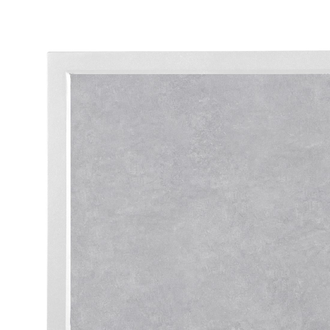 Bolero Light Grey Stone Effect Outdoor Tempered Glass Table Top White Trim 700mm - FU514