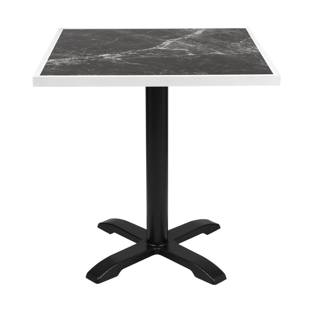 Bolero Dark Granite Effect Outdoor Tempered Glass Table Top White Trim 700mm - FU516