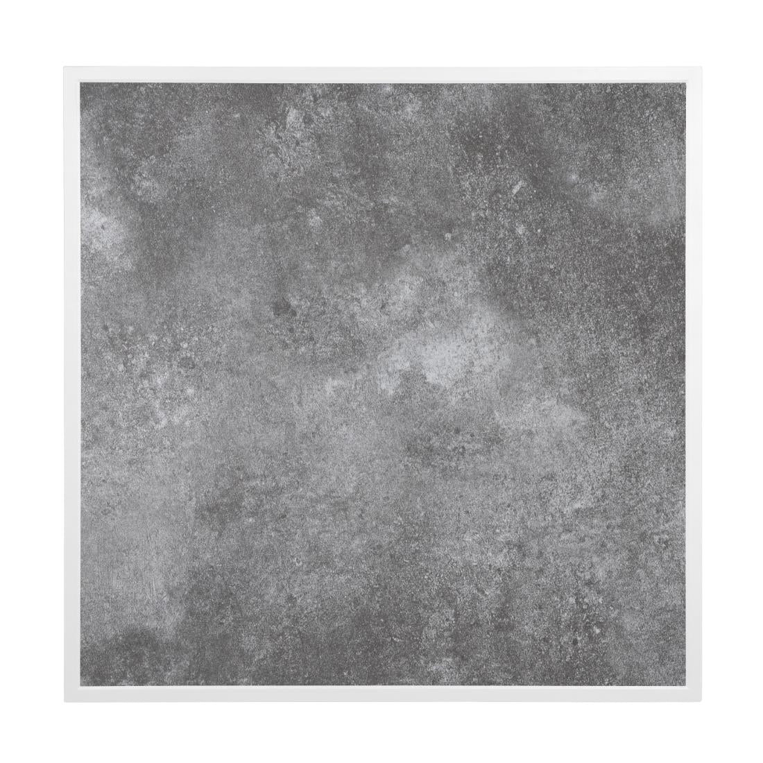 Bolero Dark Stone Effect Outdoor Tempered Glass Table Top White Trim - 700mm - FU517