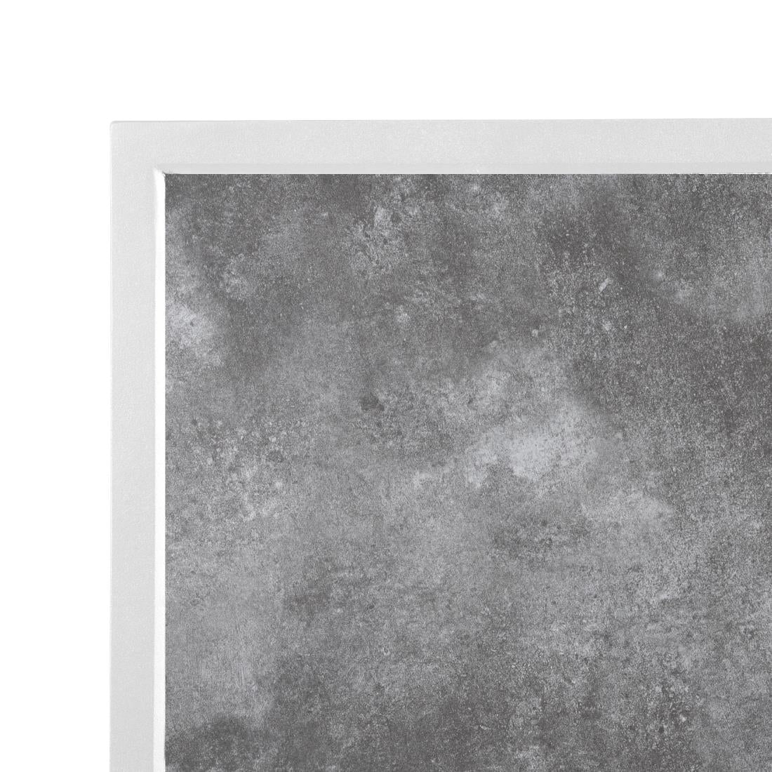 Bolero Dark Stone Effect Outdoor Tempered Glass Table Top White Trim - 700mm - FU517