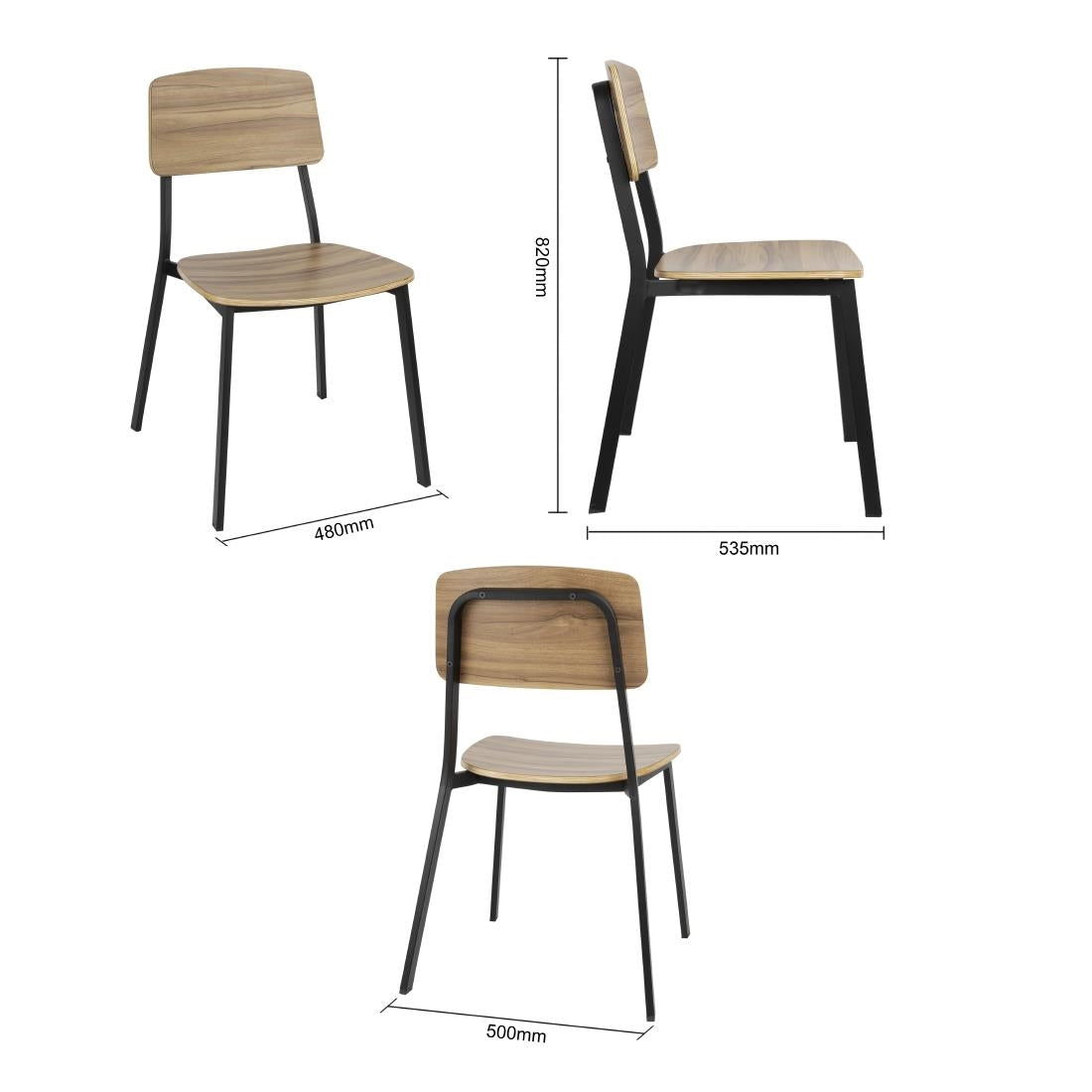 Bolero Beaufort Wooden Interior Dining Chairs (2 Pack) - FU524