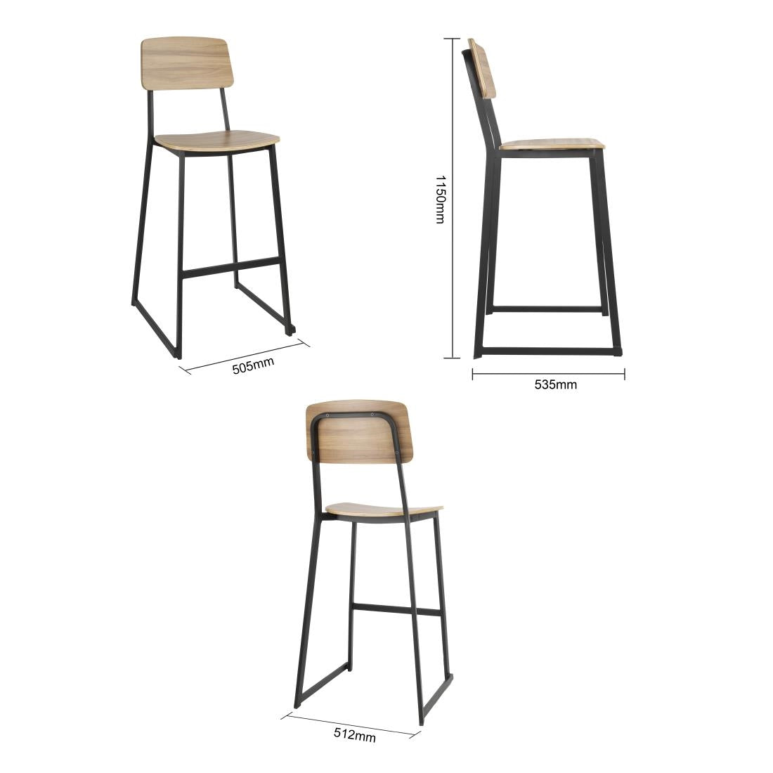 Bolero Beaufort Wooden Interior High Stools (2 Pack) - FU525
