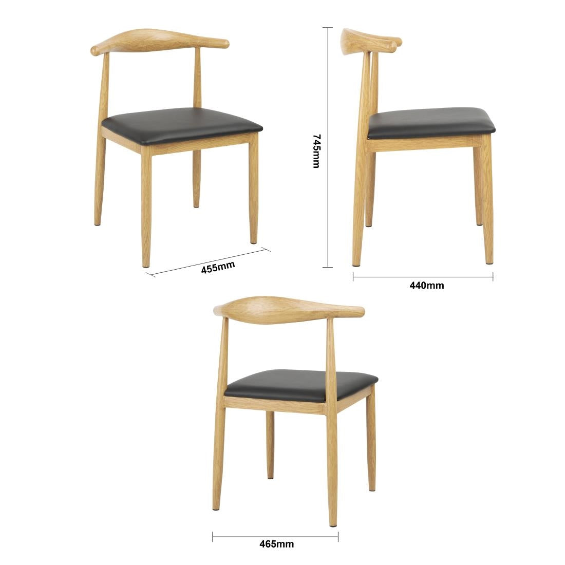 Bolero Camden Padded Interior Chairs (2 Pack) - FU529