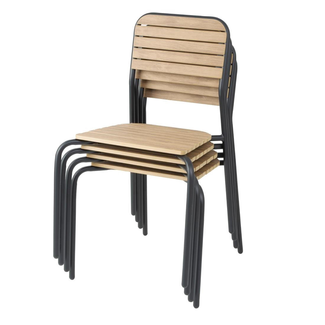 Bolero Santorini Wood Effect Outdoor Chairs (4 Pack) - FU537