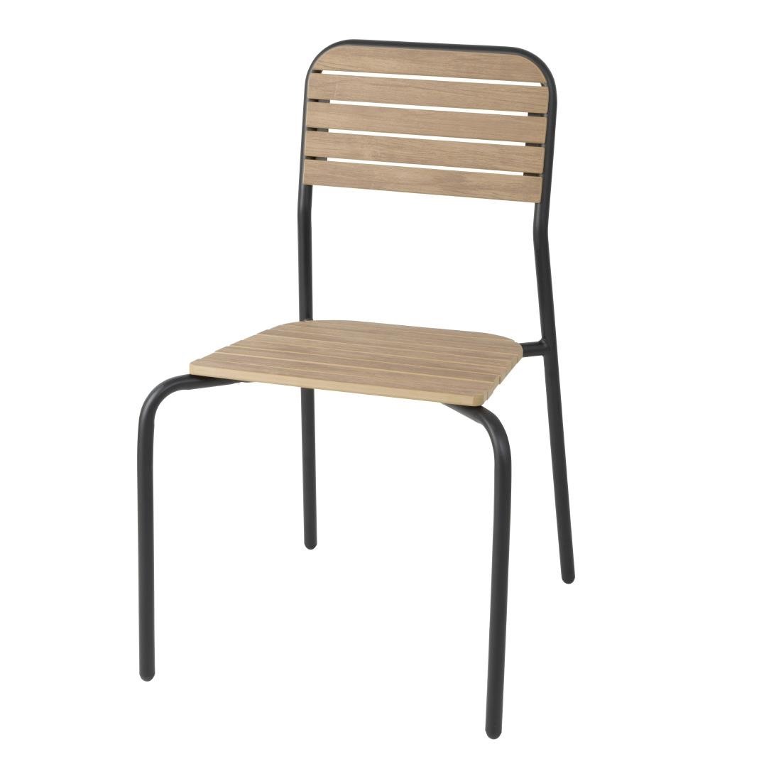 Bolero Santorini Wood Effect Outdoor Chairs (4 Pack) - FU537