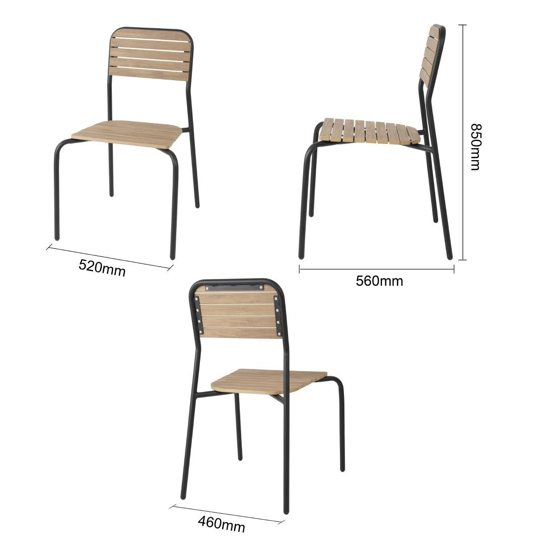 Bolero Santorini Wood Effect Outdoor Chairs (4 Pack) - FU537