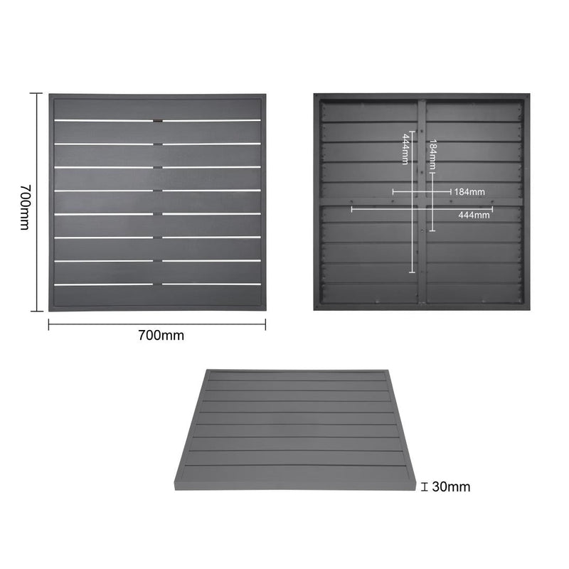 Bolero Aluminium Square Table Top Dark Grey 700mm