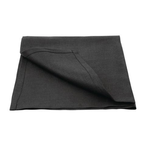 Olympia Linen Table Napkin Black 400x400mm (12 Pack) - FW697