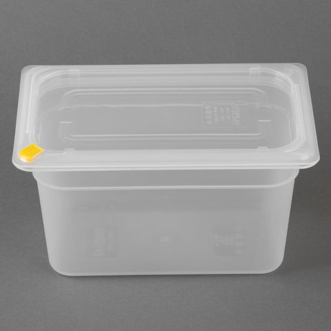 Hygiplas Click PP 1/4 GN Container with Lid & 7 Colour Clips 150mm 3.7Ltr (4 Pack) - FZ096