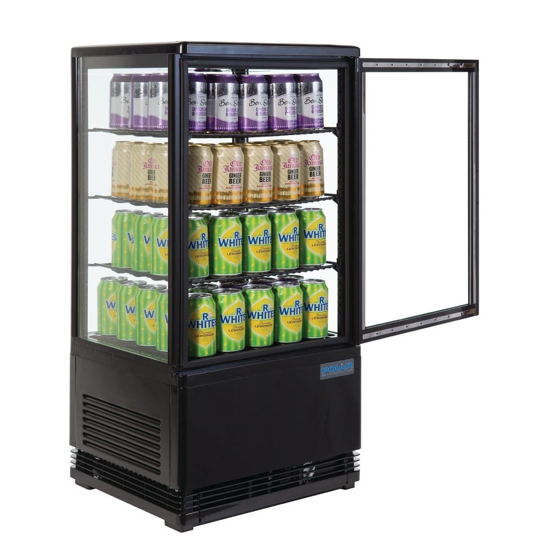 Polar C-Series Energy Efficient Display Fridge Black - 68Ltr