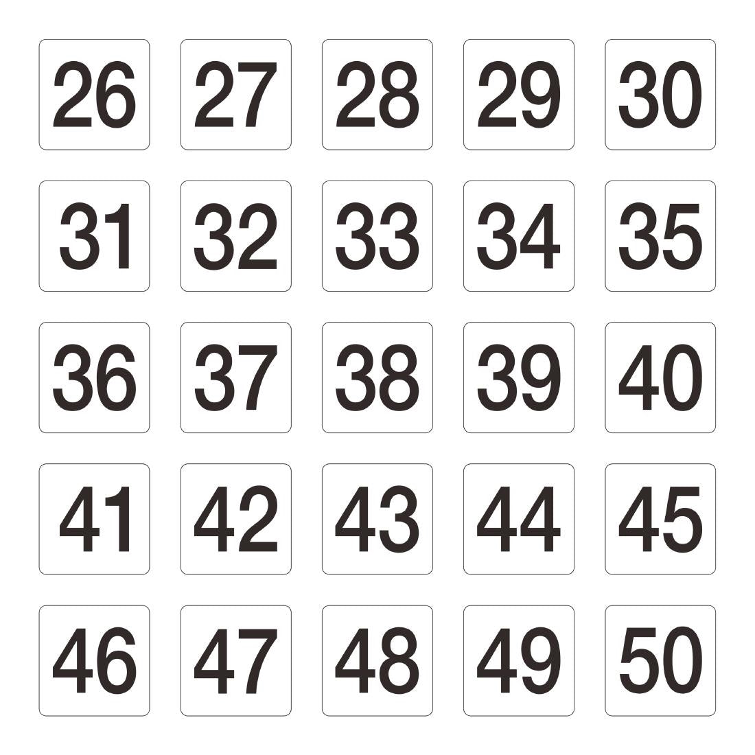 Olympia Table Numbers Set 1-50 - GB629