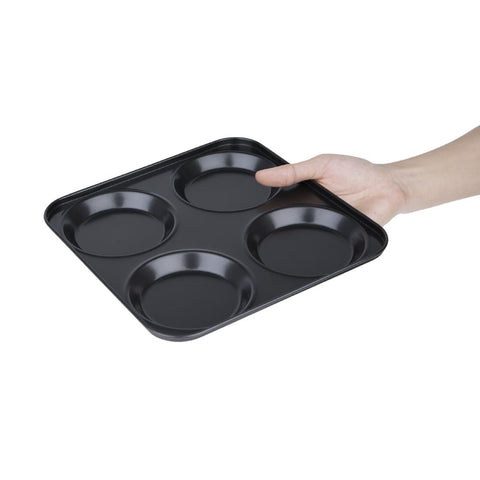 Vogue Carbon Steel Non-Stick Yorkshire Pudding Tray 4 Cup - GD012