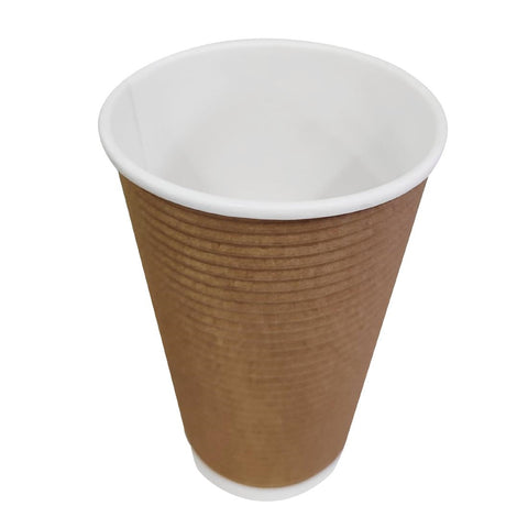 Fiesta Recyclable Takeaway Coffee Cups Ripple Wall Kraft 450ml (Pack of 500) - GF024