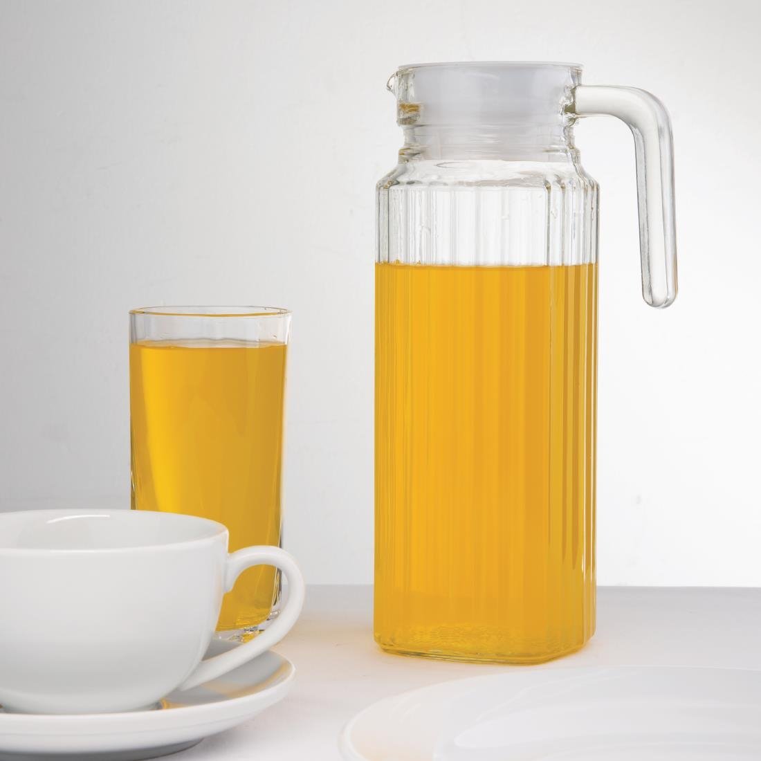 Olympia Ribbed Glass Jugs 1Ltr (6 Pack) - GF922