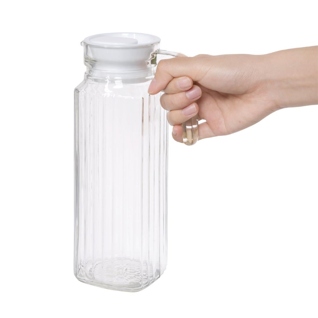 Olympia Ribbed Glass Jugs 1Ltr (6 Pack) - GF922