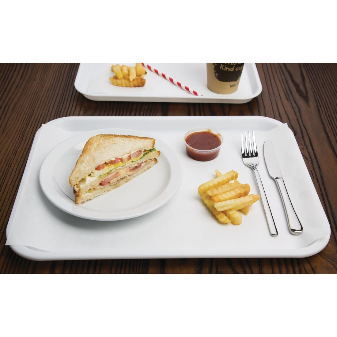 Olympia Kristallon Polypropylene Fast Food Tray White Medium 415mm - GF996