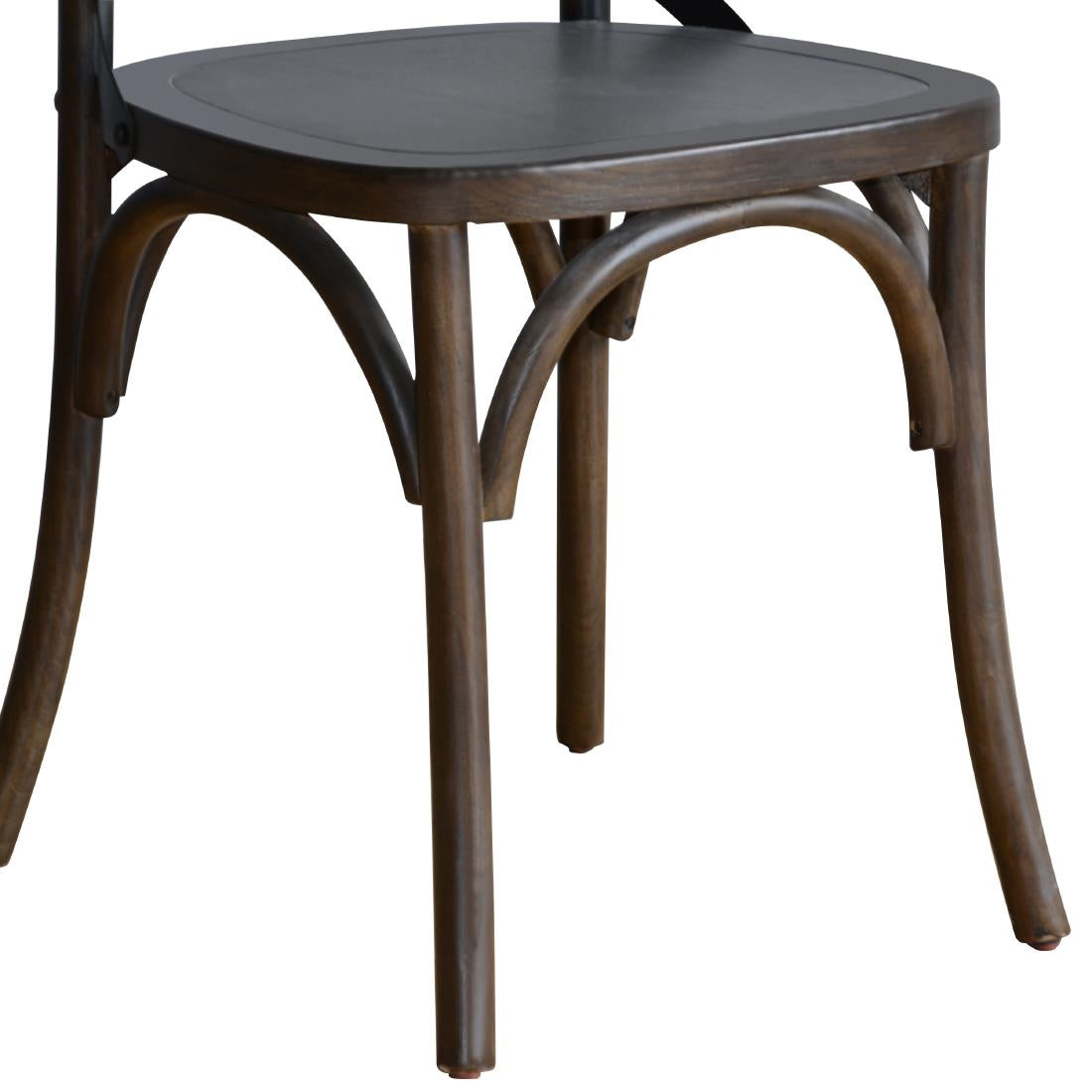 Bolero Wooden Dining Chair with Metal Cross Backrest Walnut Finish (2 Pack) - GG658