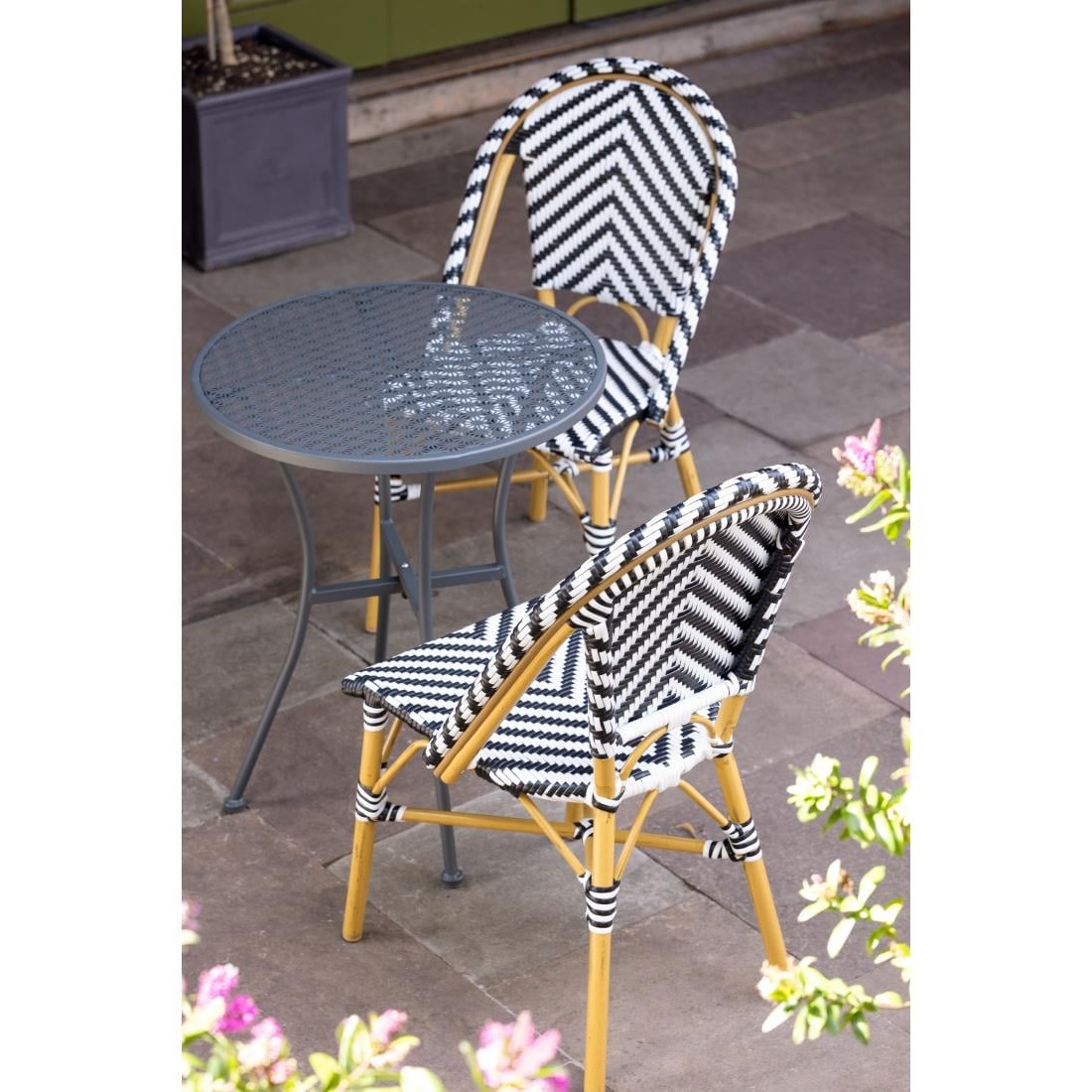 Bolero Parisian Style Rattan Side Chair Black (2 Pack) - CH111