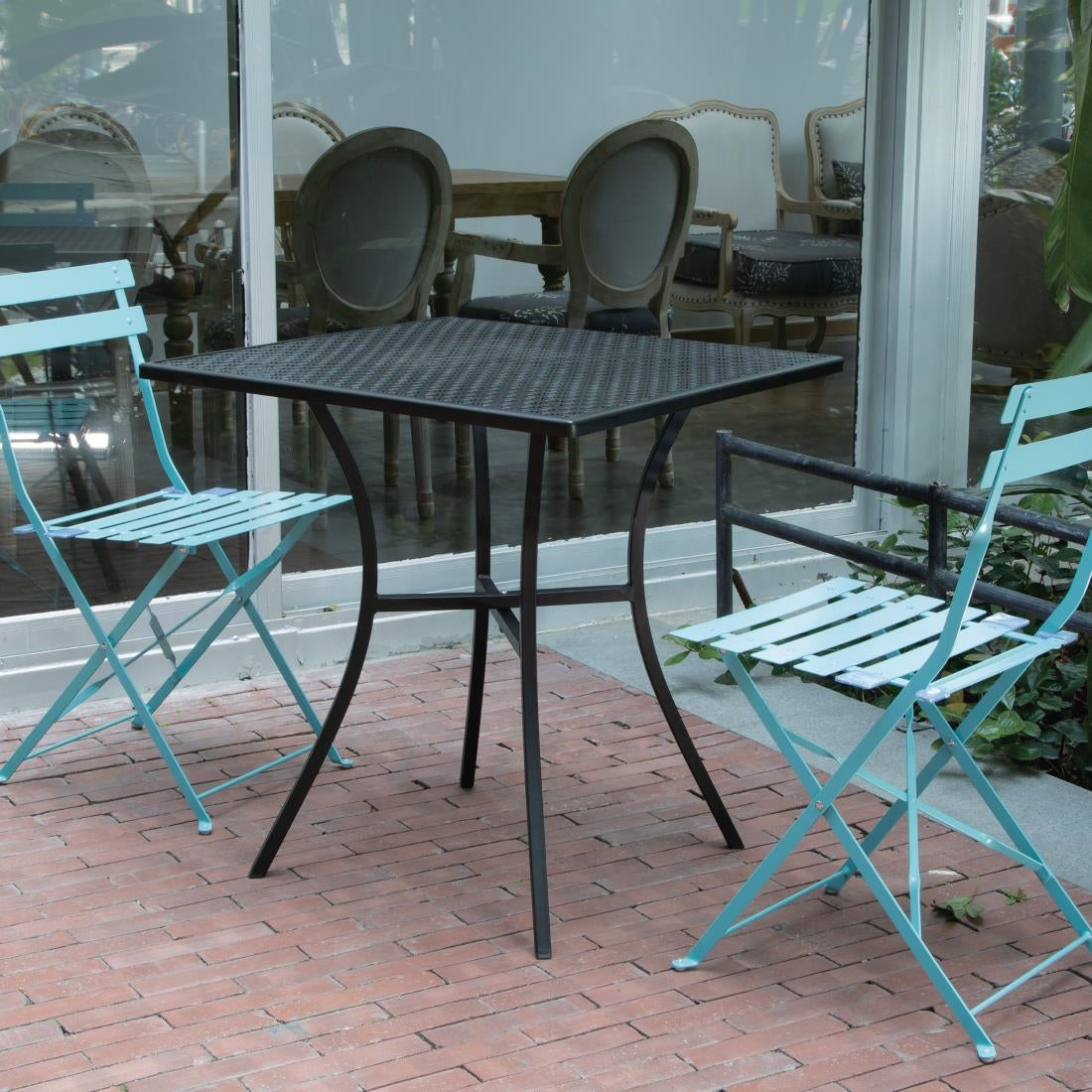 Bolero Black Steel Patterned Square Bistro Table 700mm - GG706