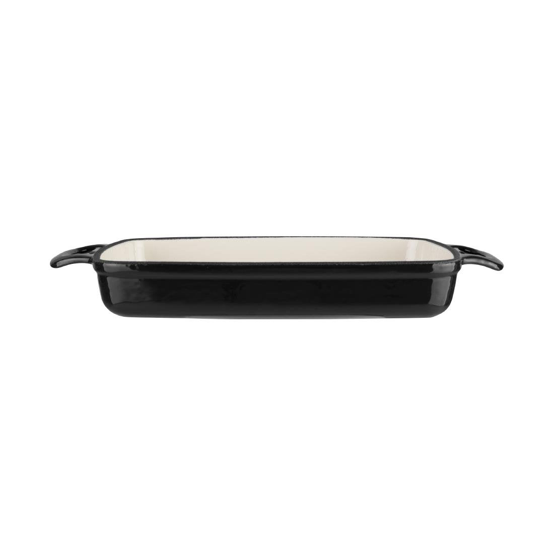 Vogue Black Rectangular Cast Iron Dish 2.8Ltr - GH324