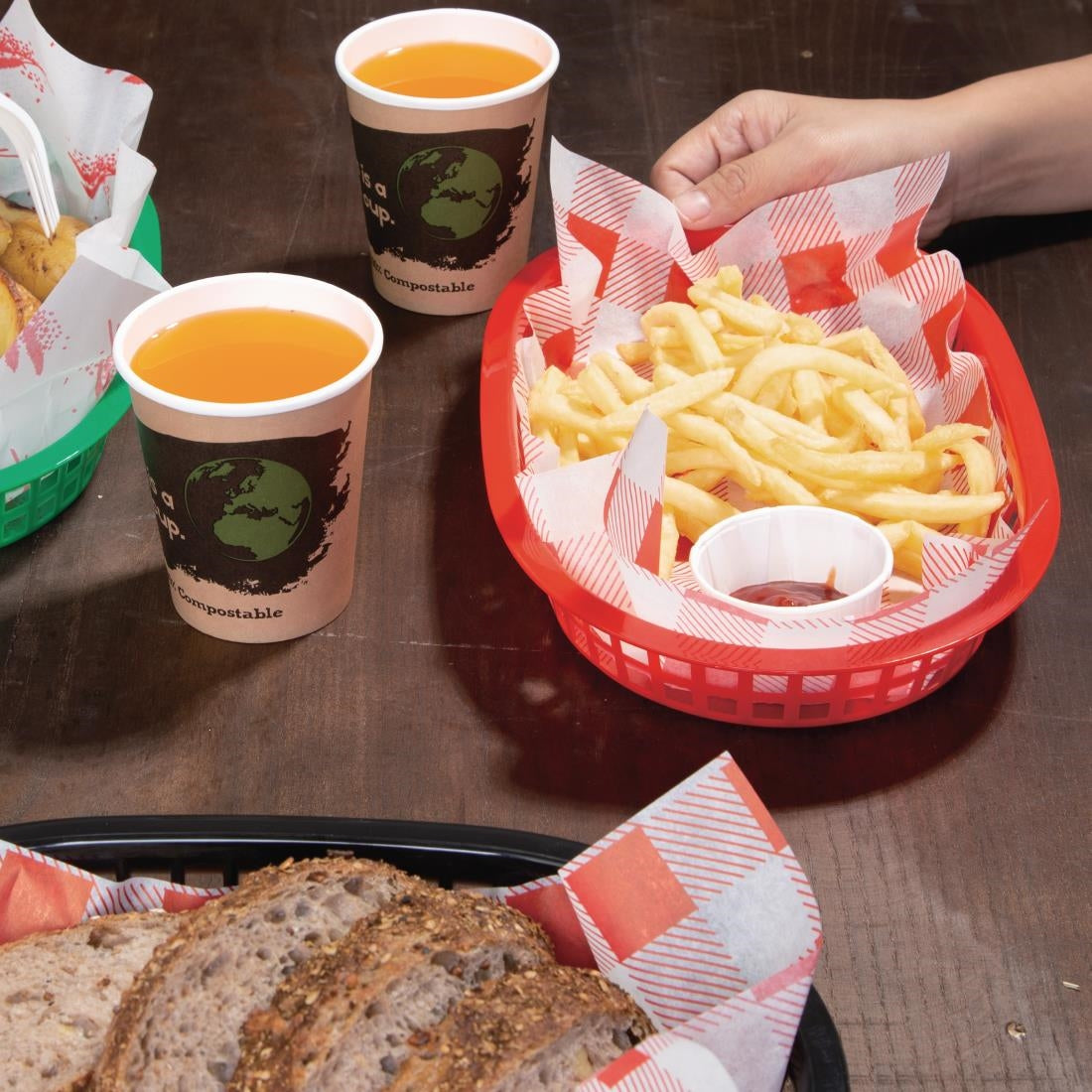 Olympia Oval Polypropylene Food Basket Red (6 Pack) - GH967